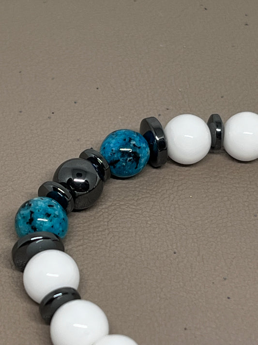 Armbånd Hvit agat og blå jasper