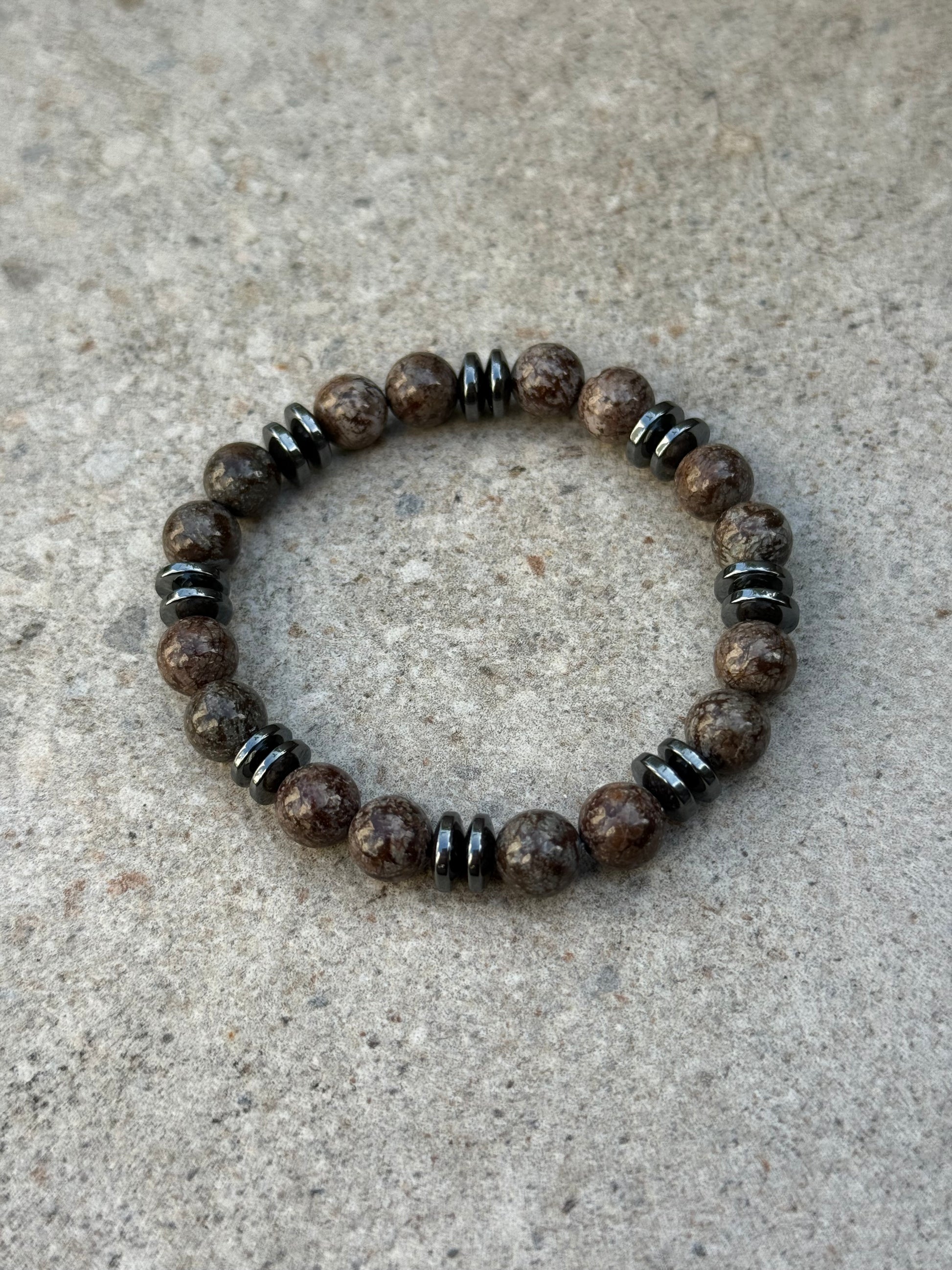 Brun obsidian og sort hematitt - inluma