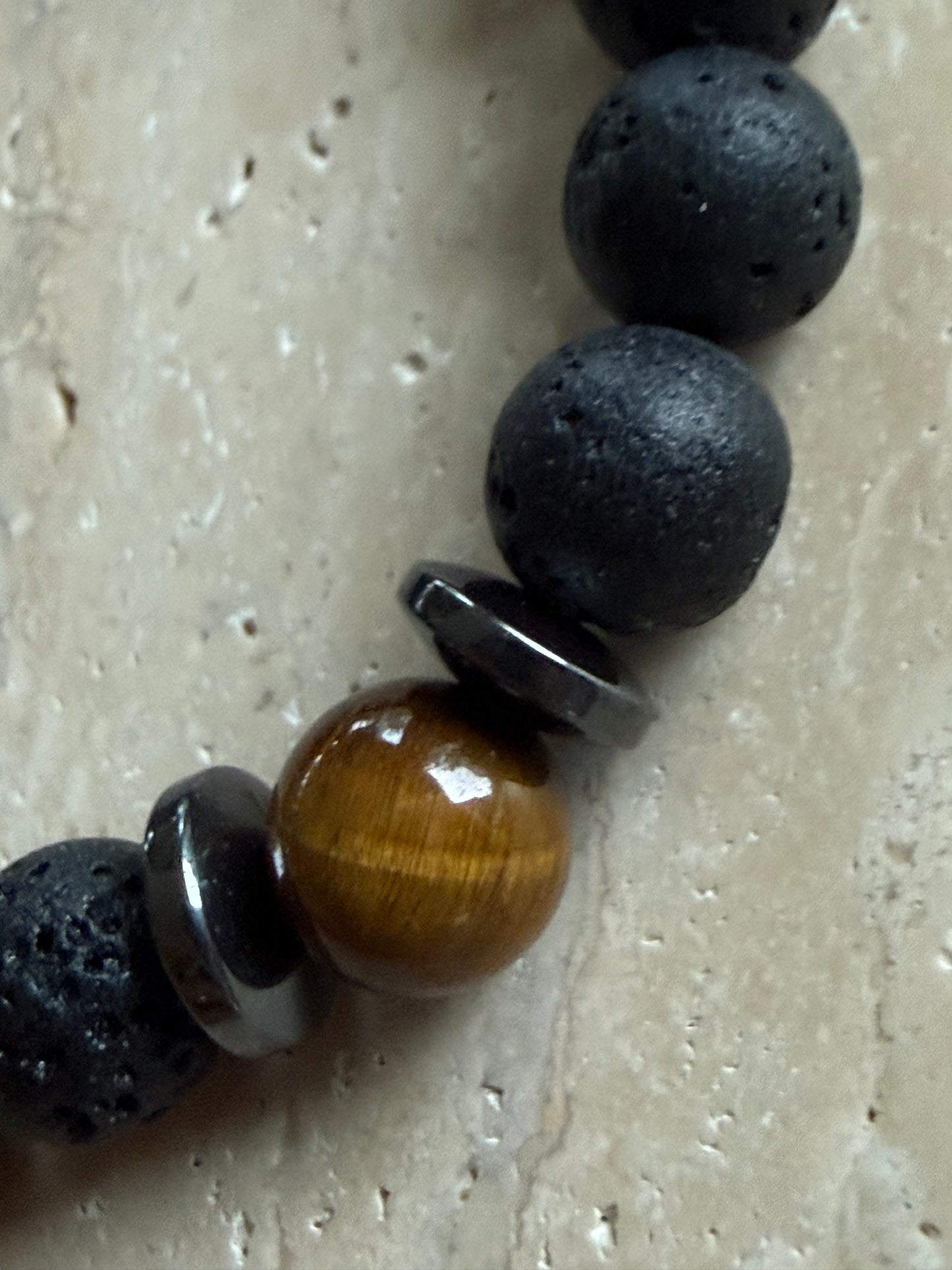 Armbånd Tigerøye og sort lava - inluma