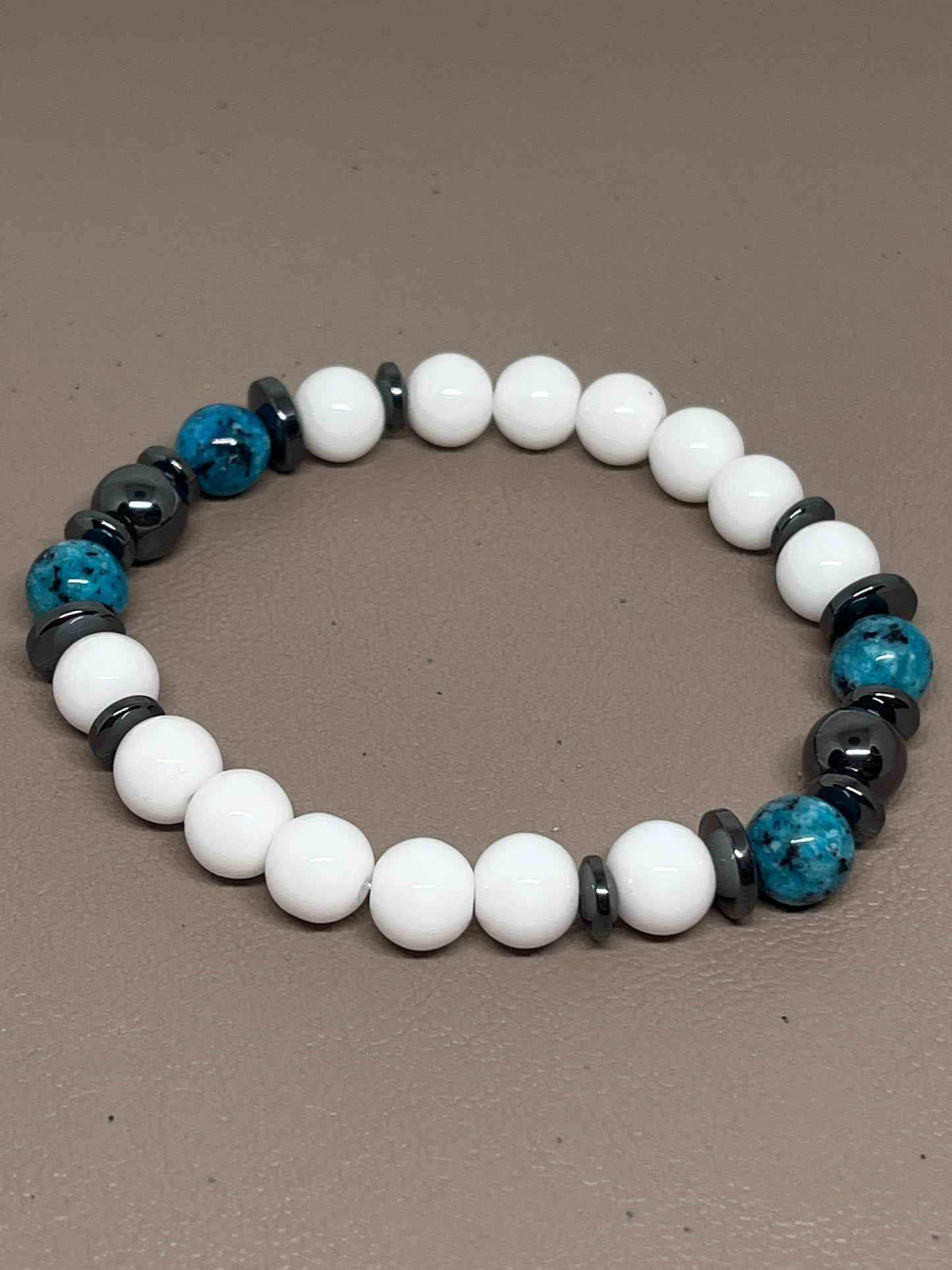 Armbånd Hvit agat og blå jasper