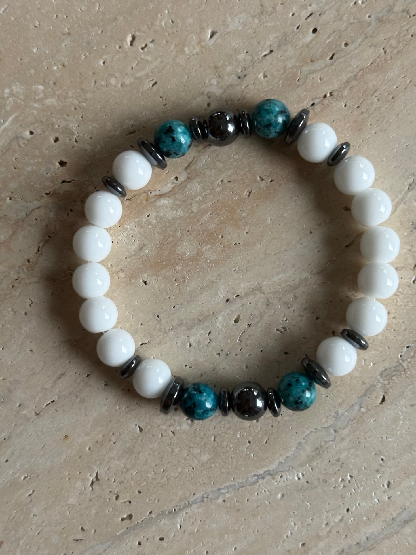 Armbånd Hvit agat og blå jasper - inluma