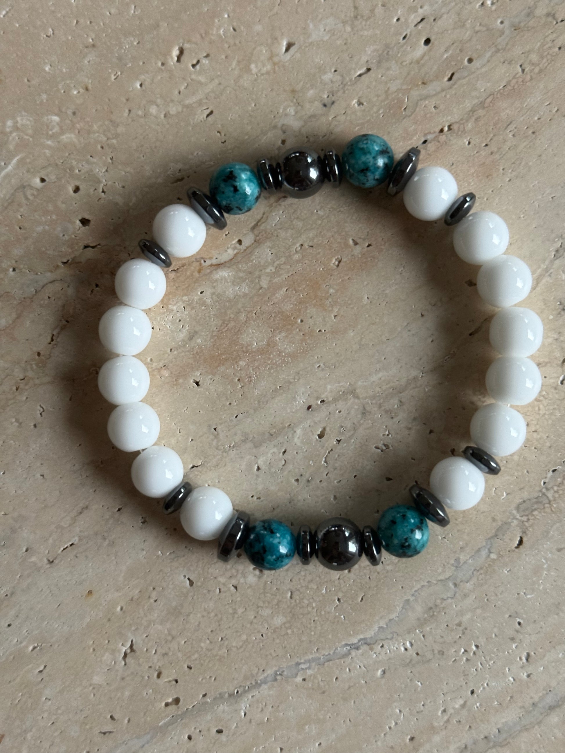 Armbånd Hvit agat og blå jasper - inluma