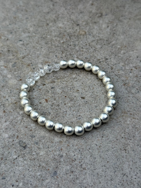 Armbånd sølv hematitt og krakelert kvarts - inluma