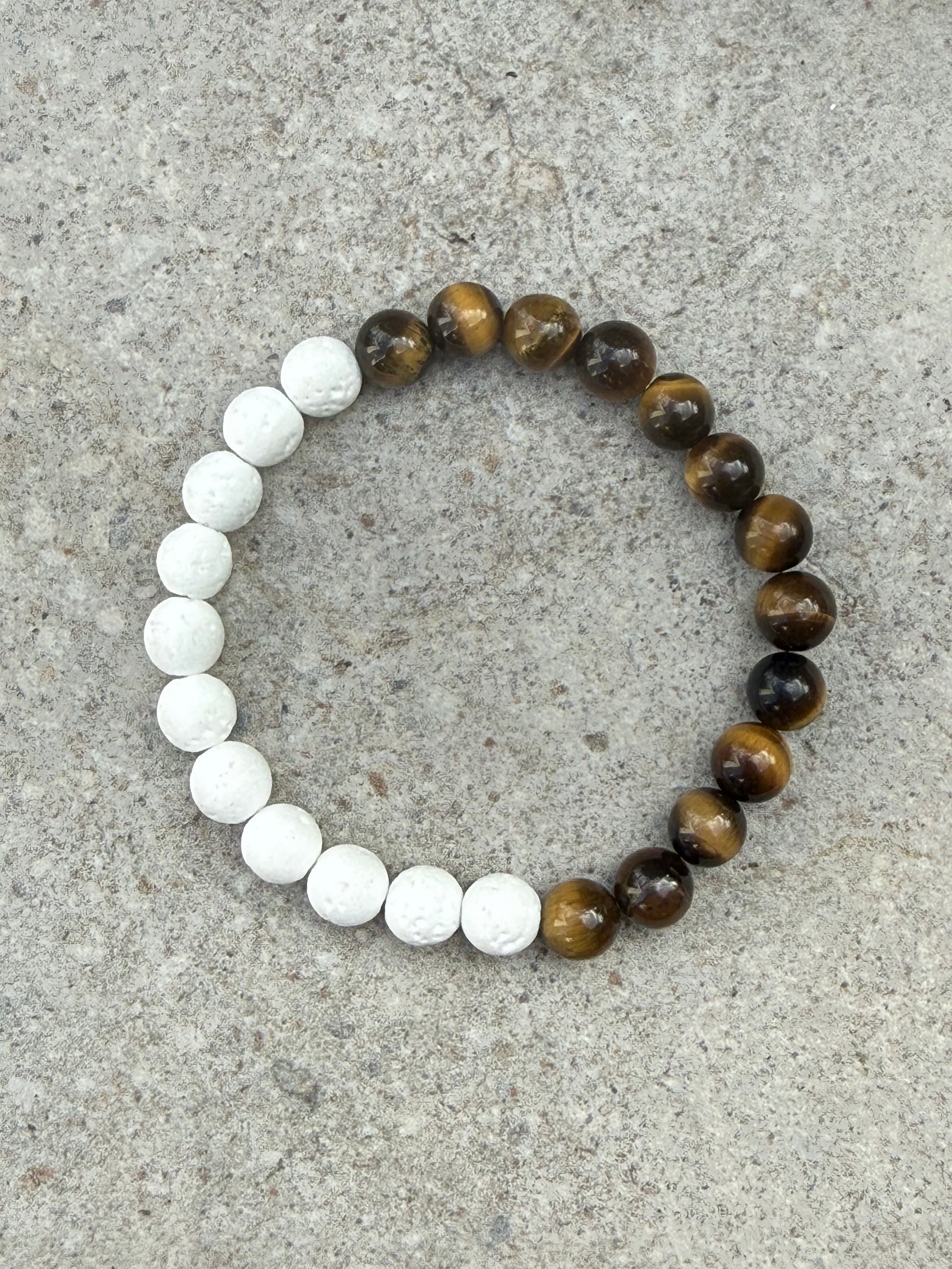 Armbånd tigerøyne og hvit lava - inluma