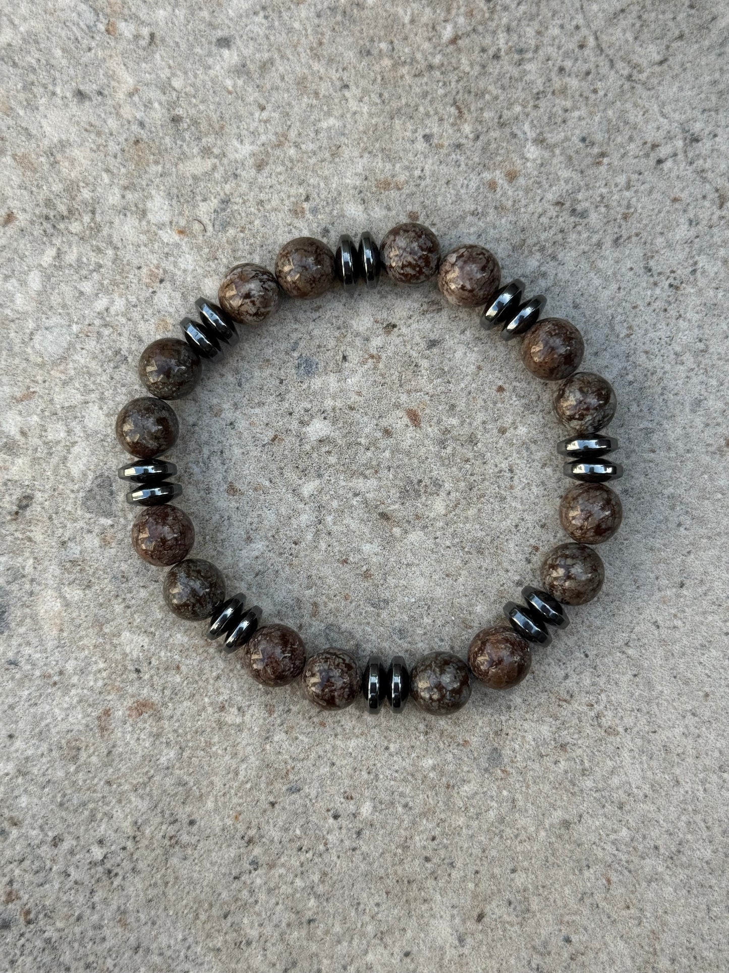 Brun obsidian og sort hematitt - inluma