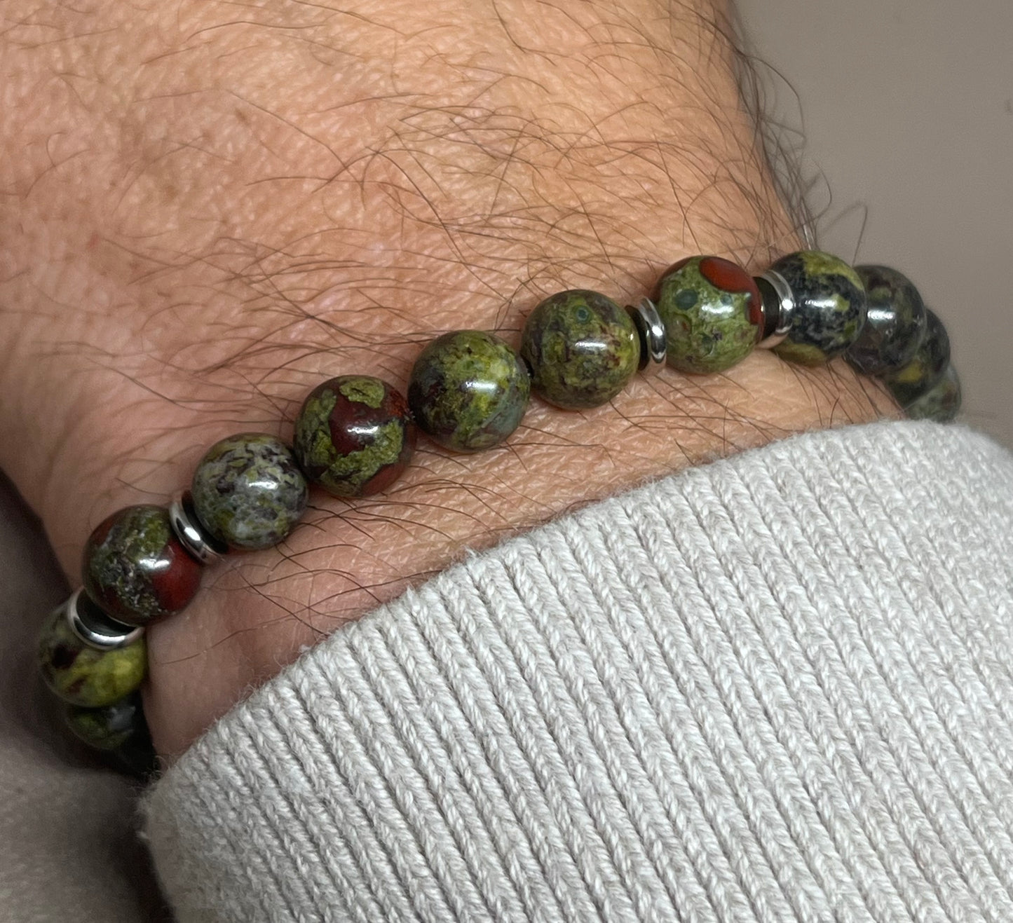 Armbånd Drageblodstein og sølv