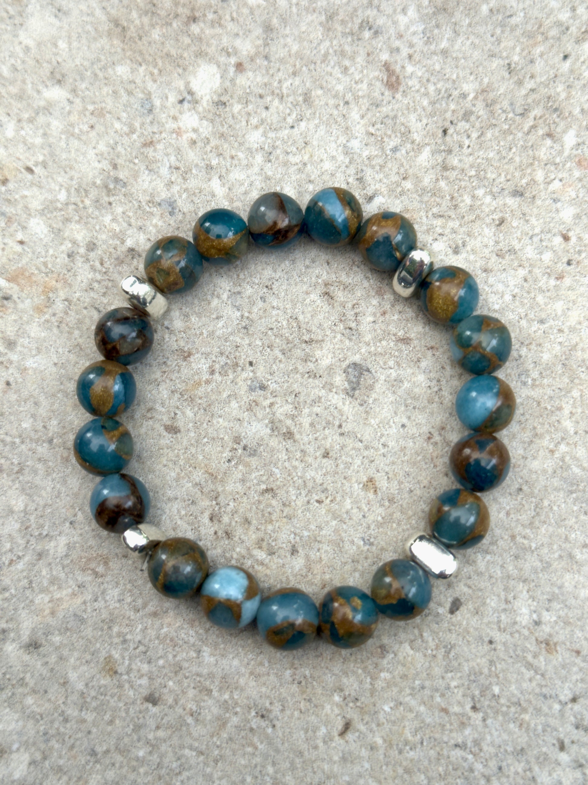 Armbånd blå cloisonne og sølv - inluma