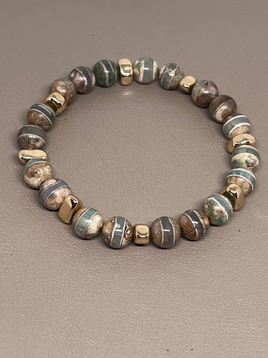 Armbånd Tibetansk DZI og gull