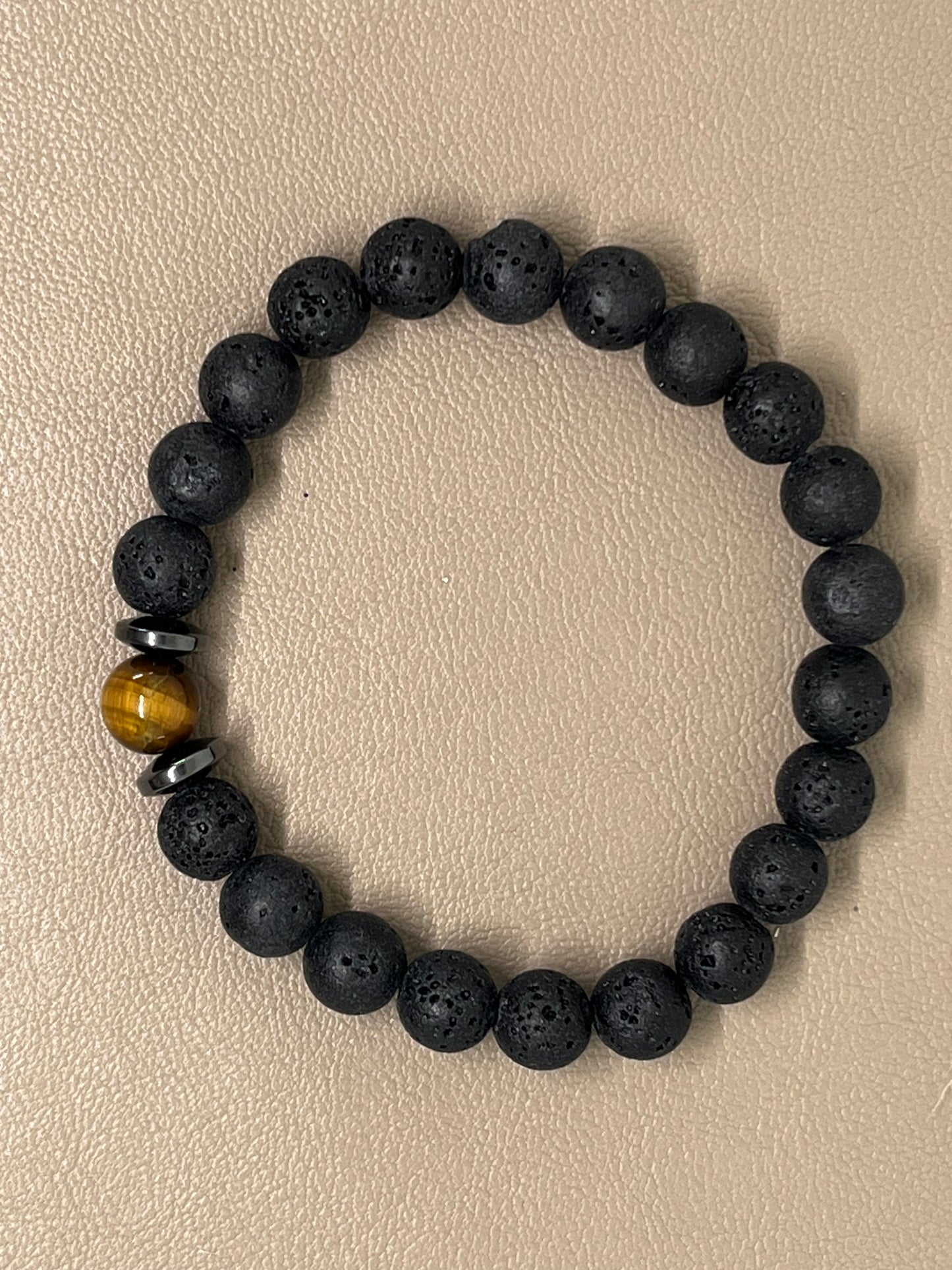 Armbånd Tigerøye og sort lava