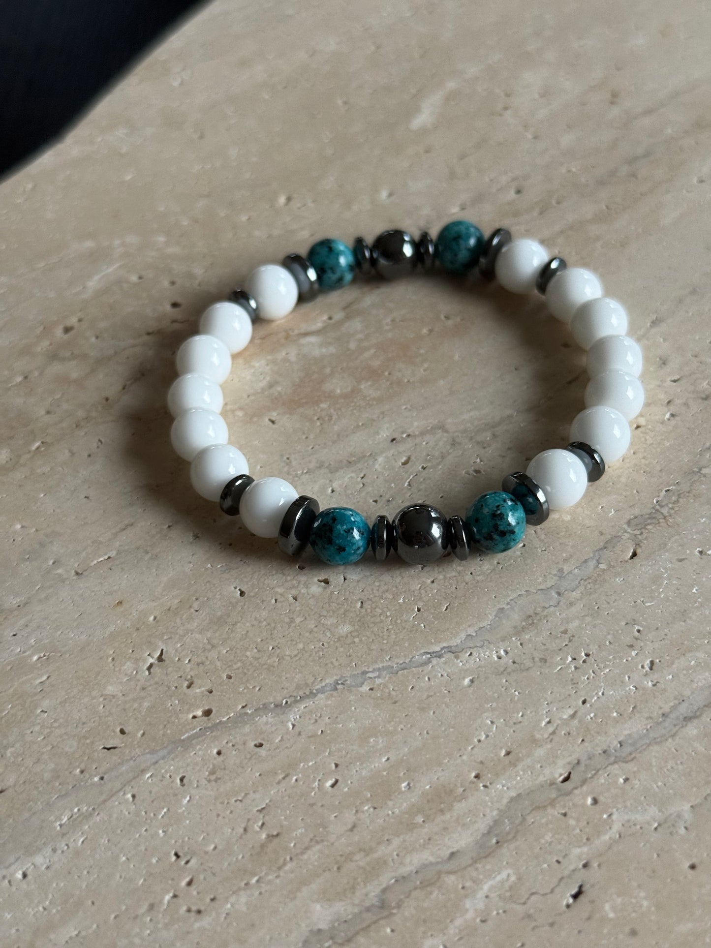 Armbånd Hvit agat og blå jasper - inluma