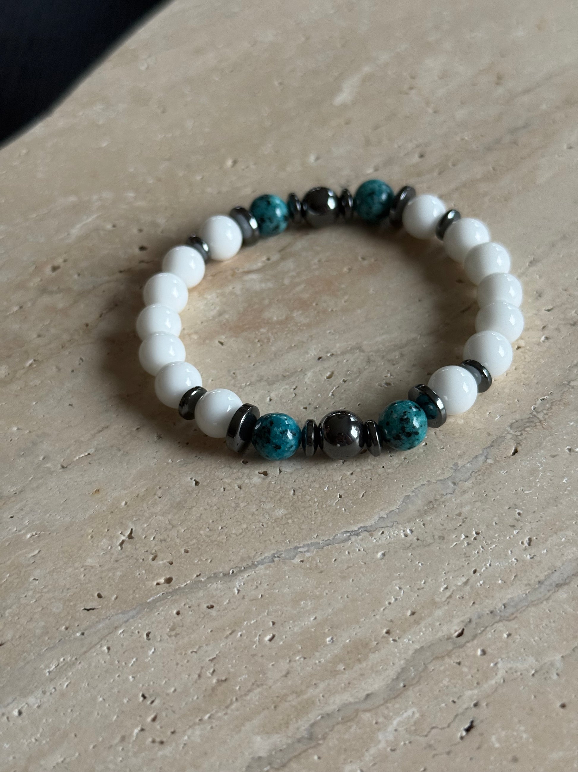 Armbånd Hvit agat og blå jasper - inluma