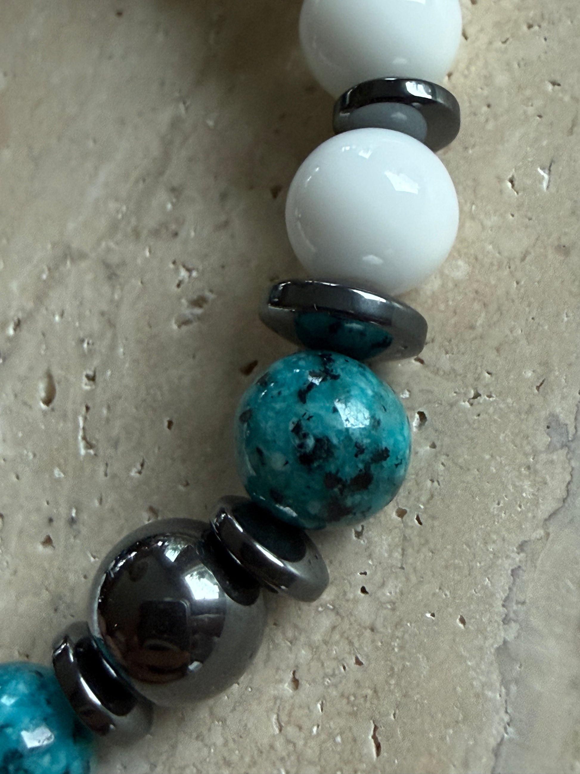 Armbånd Hvit agat og blå jasper - inluma