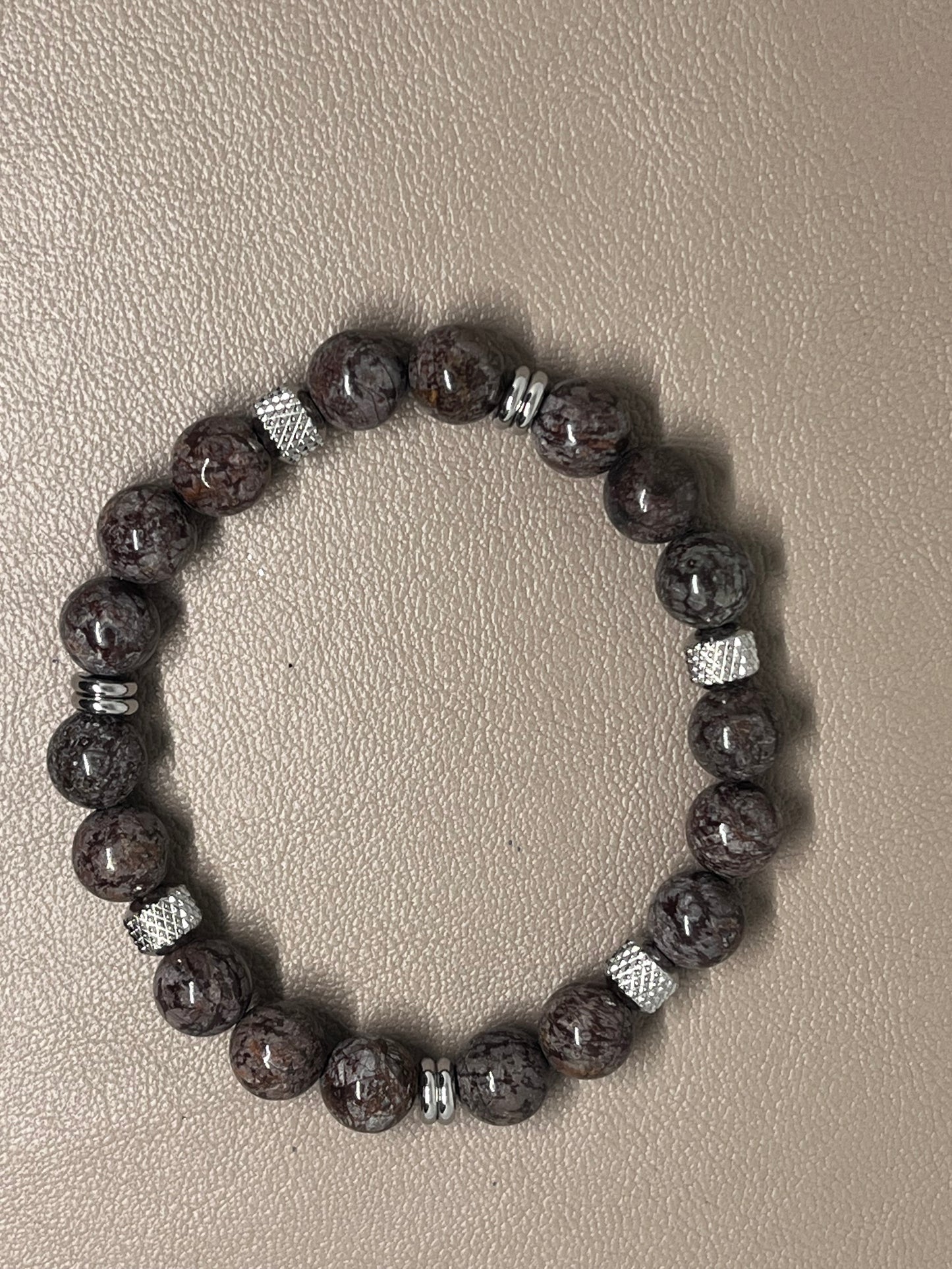 Armbånd Brun obsidian og rustfritt stål