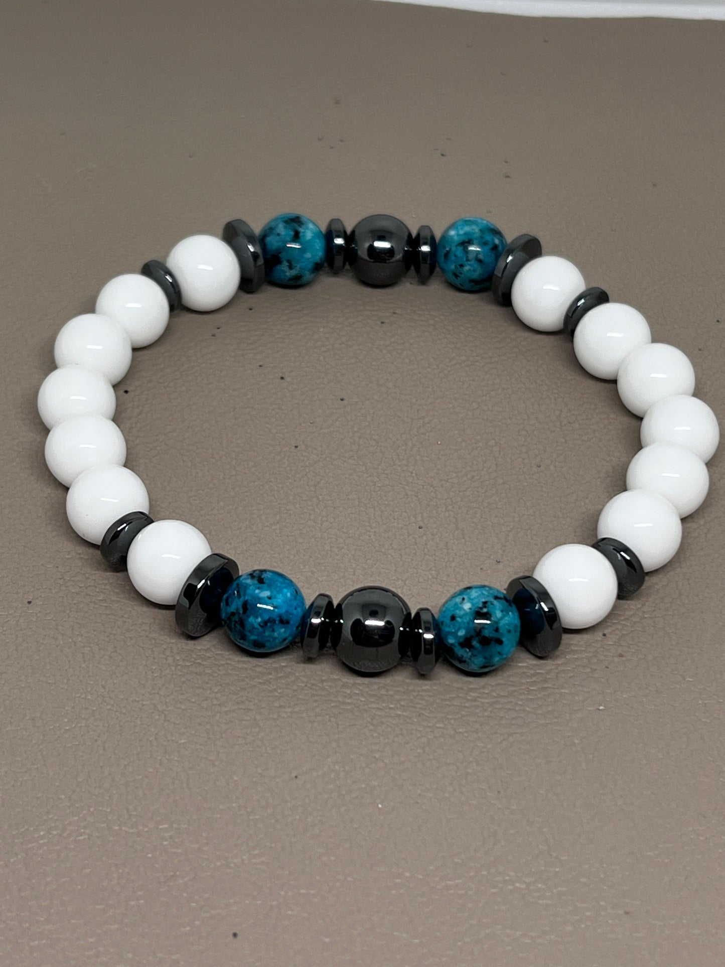 Armbånd Hvit agat og blå jasper