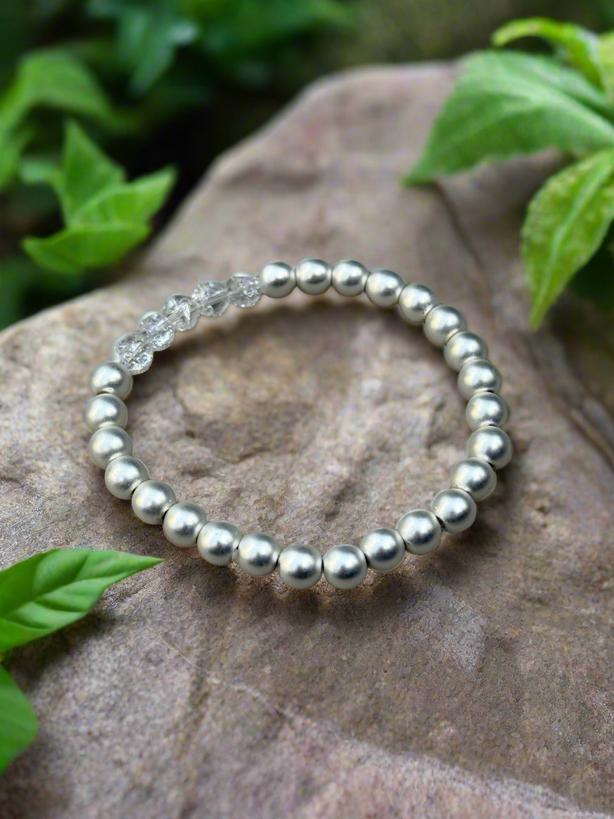 Armbånd sølv hematitt og krakelert kvarts - inluma