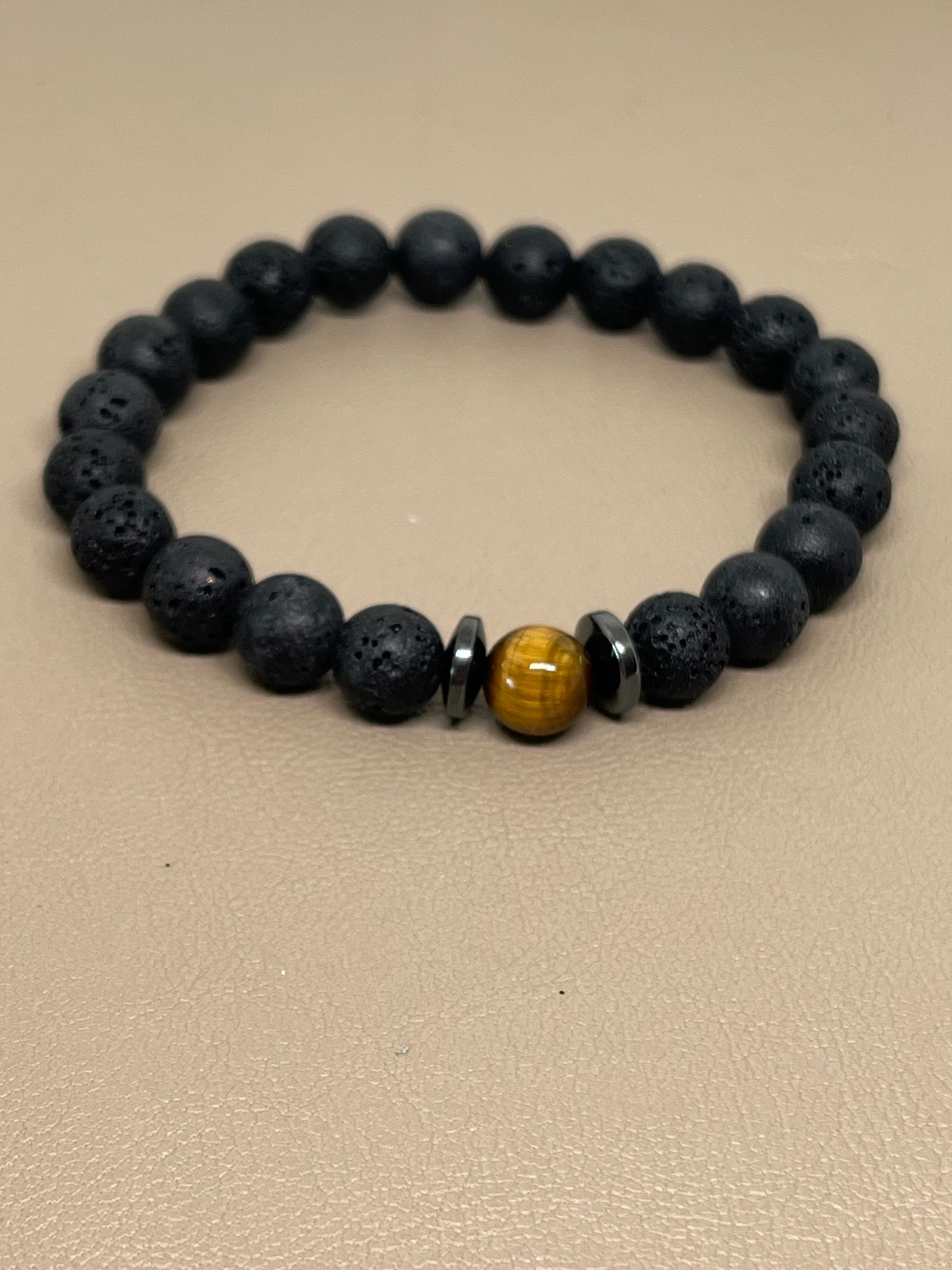 Armbånd Tigerøye og sort lava