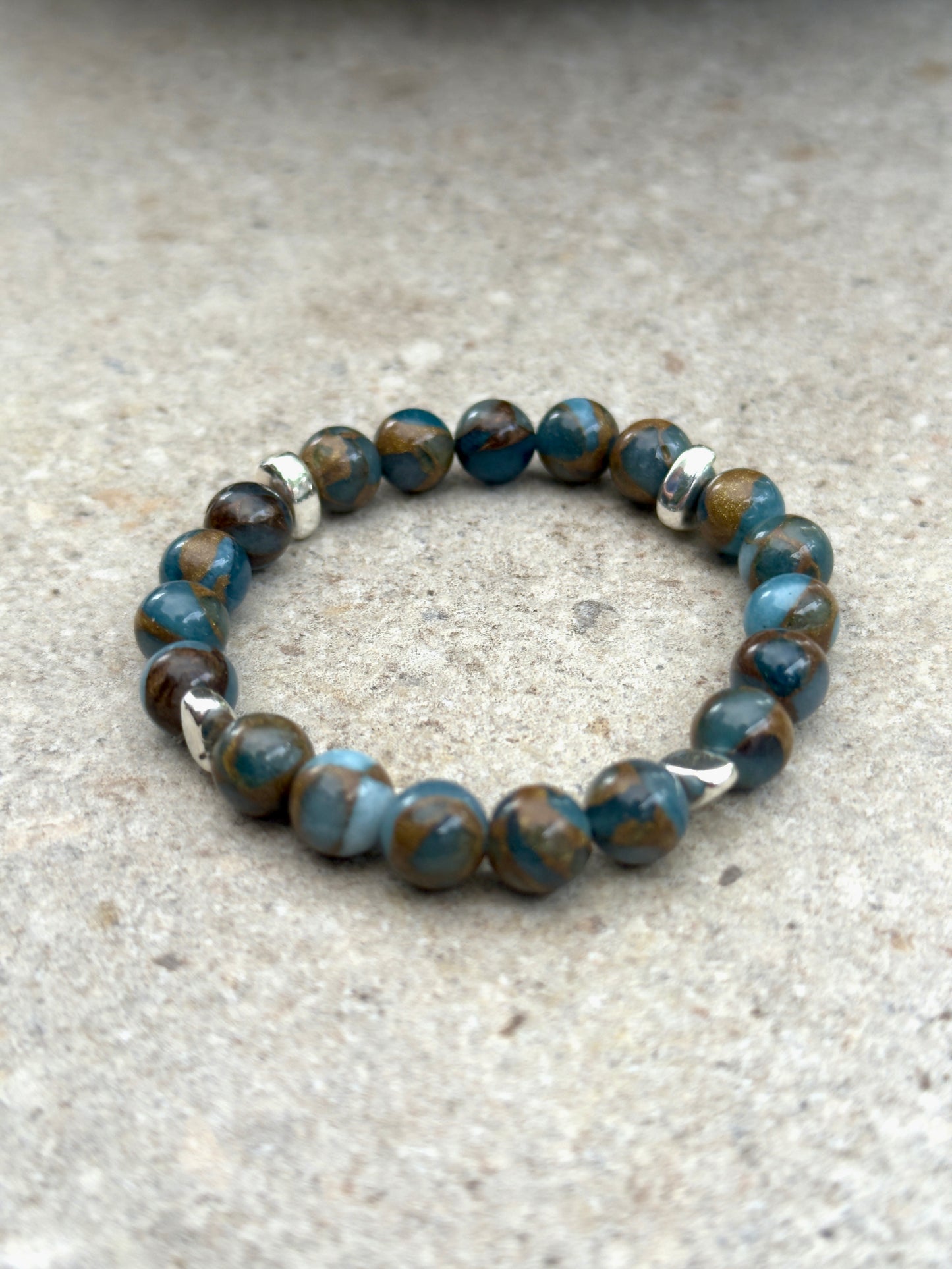 Armbånd blå cloisonne og sølv - inluma