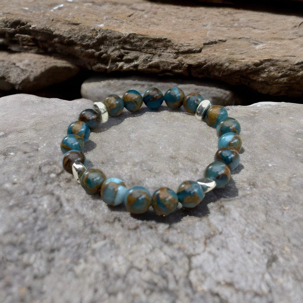 Armbånd blå cloisonne og sølv - inluma